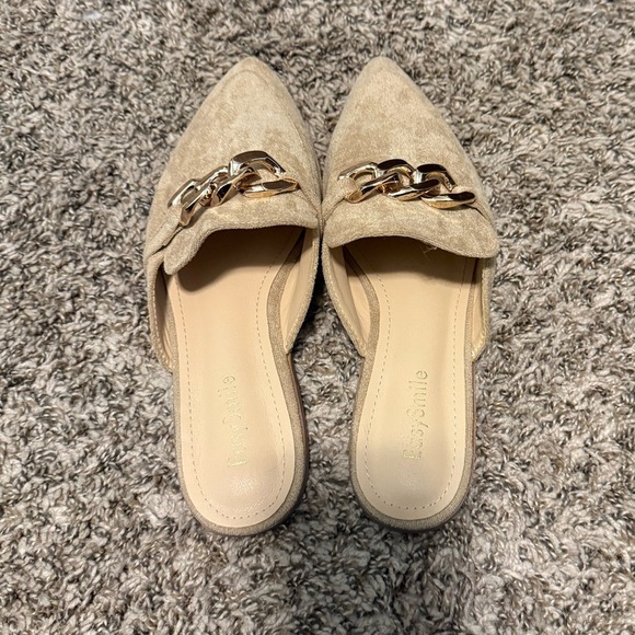 Gold Tan Mules with Suede Finish - Picture 1 of 4